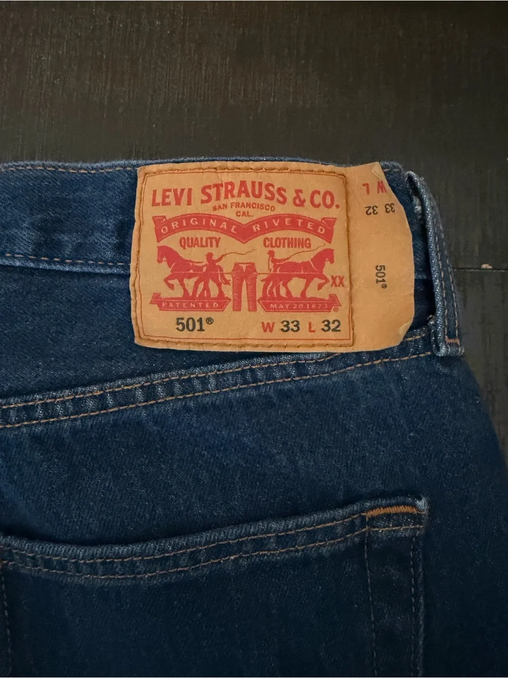 Levi’s 501 button fly straight jeans 32 x 30 dark wash‎ cotton western classic